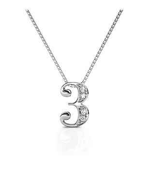 Позлатено дамско колие с цифрата 3 с кристали Swarovski снимка