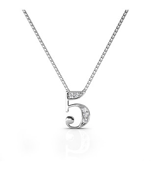 Позлатено дамско колие с цифрата 5 с кристали Swarovski снимка