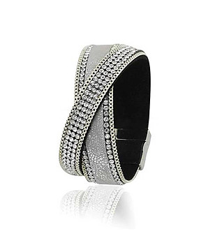 Сребриста дамска гривна с кристали Cari снимка