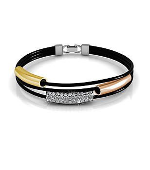 Черна дамска гривна с кристали Swarovski снимка