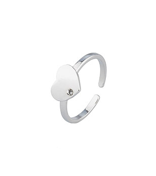 Дамски пръстен със сърце и бяло златно покритие Anillo снимка