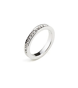 Дамски пръстен с покритие от бяло злато и бели кристали Swarovski размер S снимка