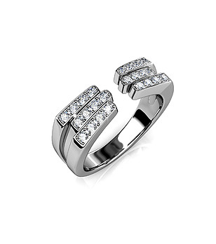 Сребрист дамски пръстен Karrissa с кристали Swarovski размер M снимка