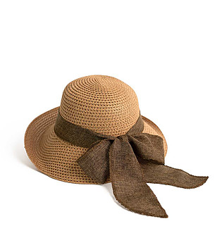 Кафява дамска шапка с панделка Vellma снимка