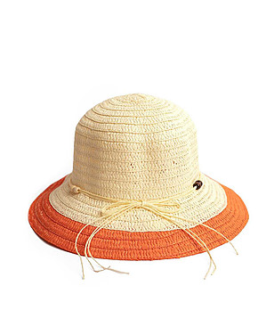 Дамска шапка в екрю и оранжево Petra снимка