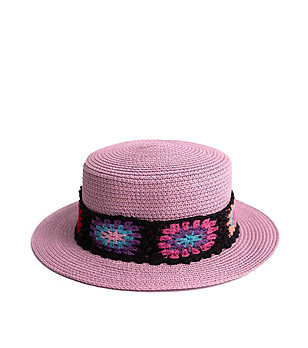 Лилава дамска шапка с ефектна лента Tilda снимка