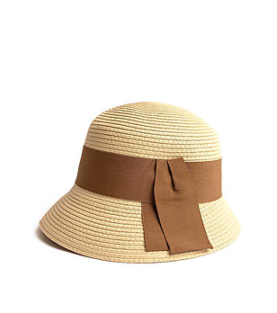 Бежова дамска шапка с кафява лента Keller снимка