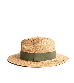 Бежова дамска шапка със зелена лента Endora снимка