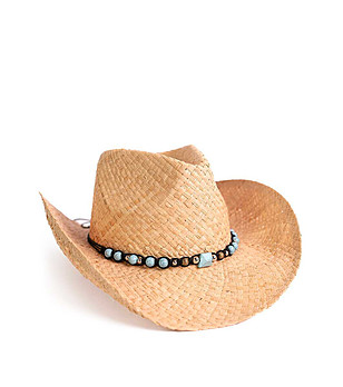 Бежова дамска лятна шапка с декоративна лента Rapallo снимка