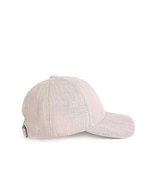 Светлосива унисекс шапка с козирка от лен снимка