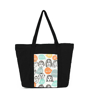 Черна дамска чанта с пано с принт Modern Art 2 снимка