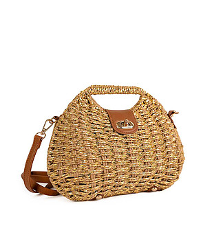 Дамска чанта в кафяво и златисто Sheila снимка