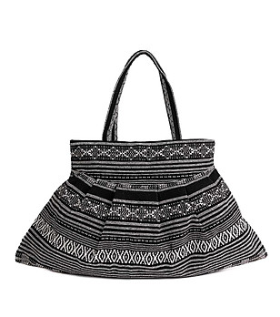 Дамска чанта в черно и бяло с етно мотиви Jolene снимка