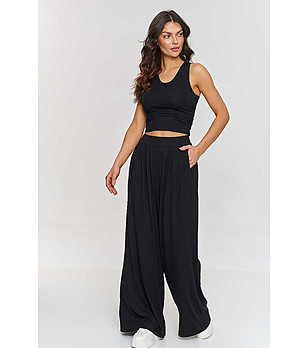 Черен дамски комплект от топ и панталон Vera снимка