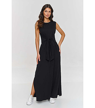 Дълга черна рокля без ръкави Dina снимка