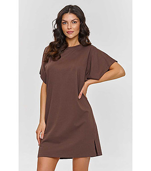 Кафява памучна рокля Lina снимка