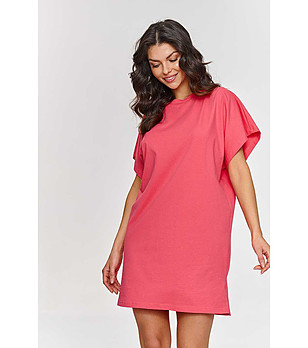 Памучна рокля в цвят корал Lina снимка