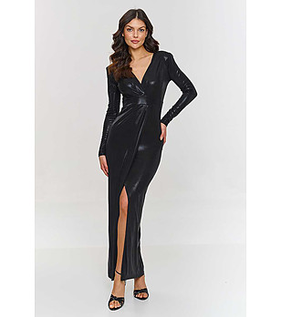 Рокля в черно с лъскав ефект Tita снимка