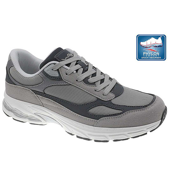 Мъжки маратонки в сиво и тъмносиньо с подметка Phylon снимка