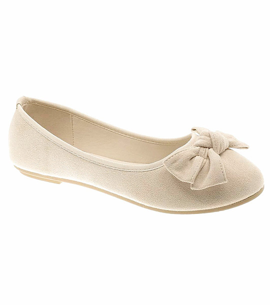 Бежови дамски балеринки с панделка снимка