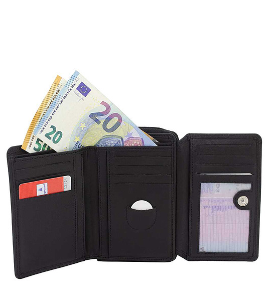 Черен дамски кожен портфейл с RFID защита снимка