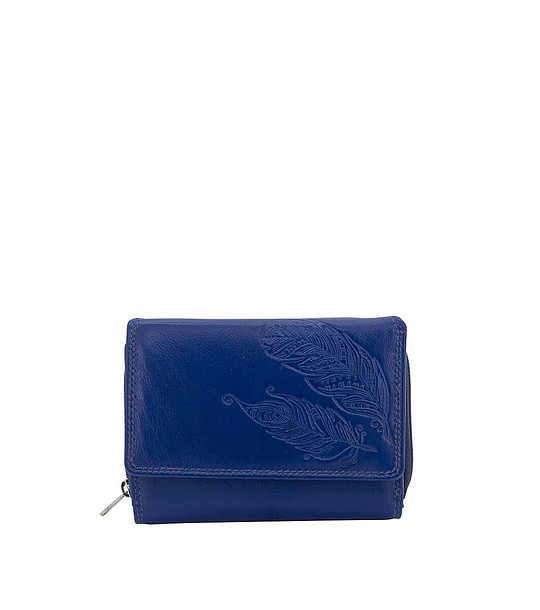 Син дамски кожен портфейл с ефектни мотиви с RFID снимка