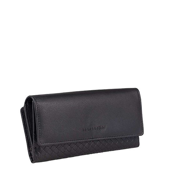 Черен голям дамски портфейл от естествена кожа с RFID защита снимка