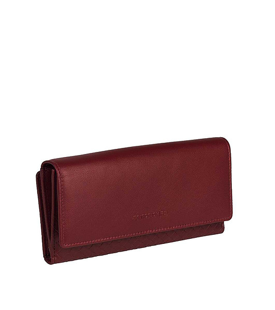 Голям дамски портфейл от естествена кожа в бордо с RFID защита снимка