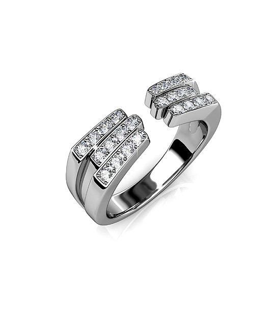 Сребрист дамски пръстен Karrissa с кристали Swarovski размер M снимка