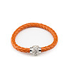 Дамска кожена гривна в оранжево с кристали Swarovski-1 снимка