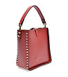 Червена дамска кожена чанта с капси и несесер Moli-1 снимка