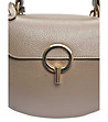 Кожена дамска чанта за през рамо Trina в нюанс на таупе-2 снимка