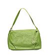 Кожена дамска чанта Linda в зелен нюанс-3 снимка