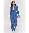 Син дамски костюм от само и панталон Monika-2 снимка