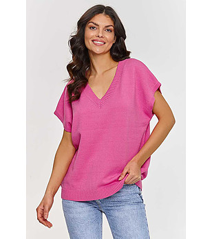 Розова дамска блуза от фино плетиво Merita снимка