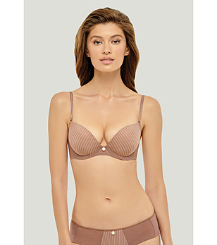 Кафяв сутиен на райе с повдигащ ефект Inna снимка