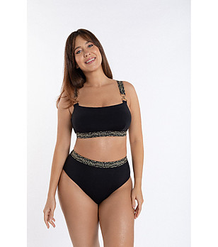 Черно горнище на бански със златисти мотиви Sara снимка