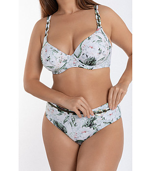 Горнище на бански в бяло и зелено Olivia снимка