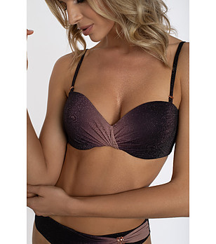 Горнище на бански тип бандо в преливащи тъмни нюанси с лъскав ефект снимка