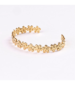 Позлатена дамска гривна с цветя Cora снимка