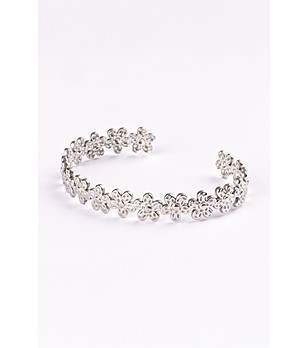 Сребриста дамска гривна с цветя Cora снимка