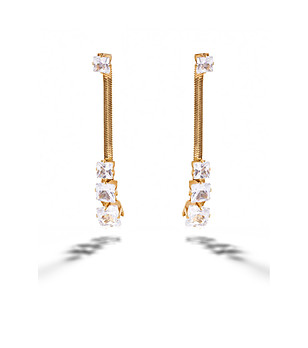 Висящи позлатени дамски обеци с кристали Rachela снимка