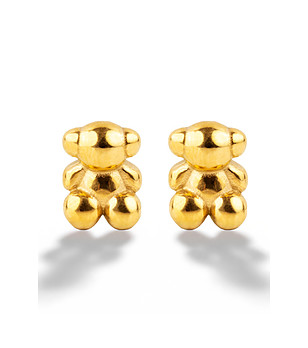 Позлатени дамски обеци Мечета снимка