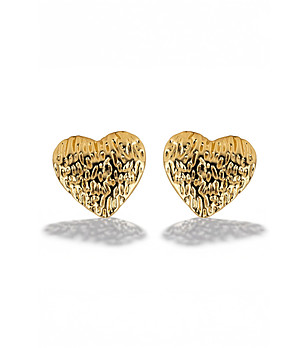 Дамски обеци сърца със златно покритие снимка