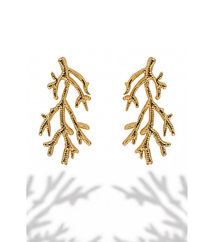 Позлатени дамски обеци - корал снимка