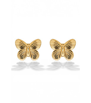 Позлатени дамски обеци Пеперуди снимка