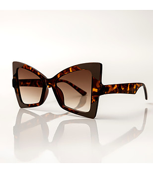 Дамски слънчеви очила с асиметрична форма Lily в кафеви нюанси снимка