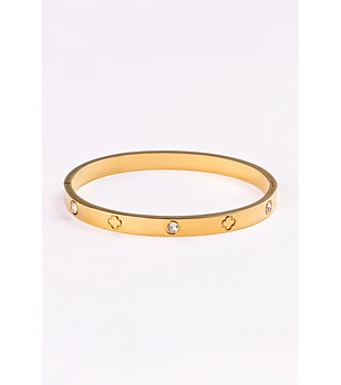 Позлатена дамска гривна с кристали снимка