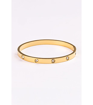 Дамска позлатена гривна с кръгли кристали снимка