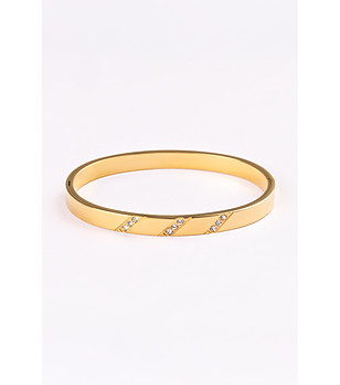 Позлатена дамска гривна с кристали снимка